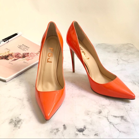 SOLD❤️ Size 9.5 Bright Orange Pump High Heel - Picture 3 of 7